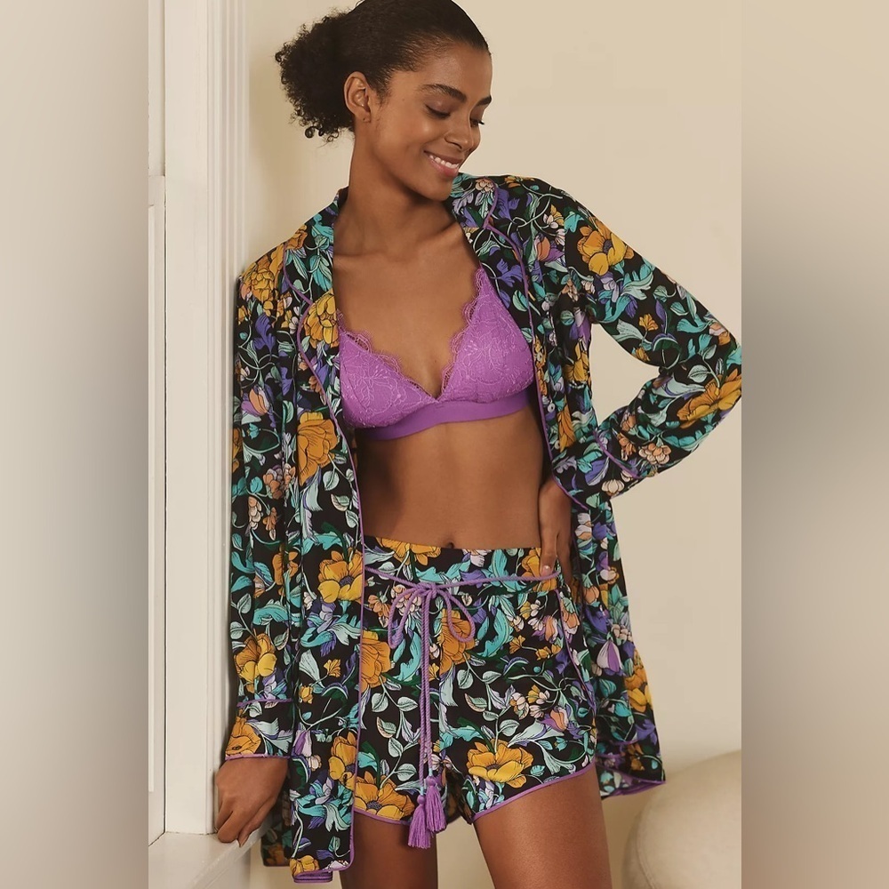 Alexandra Farmer Long-Sleeve Pajama Shorts Set by Anthropologie